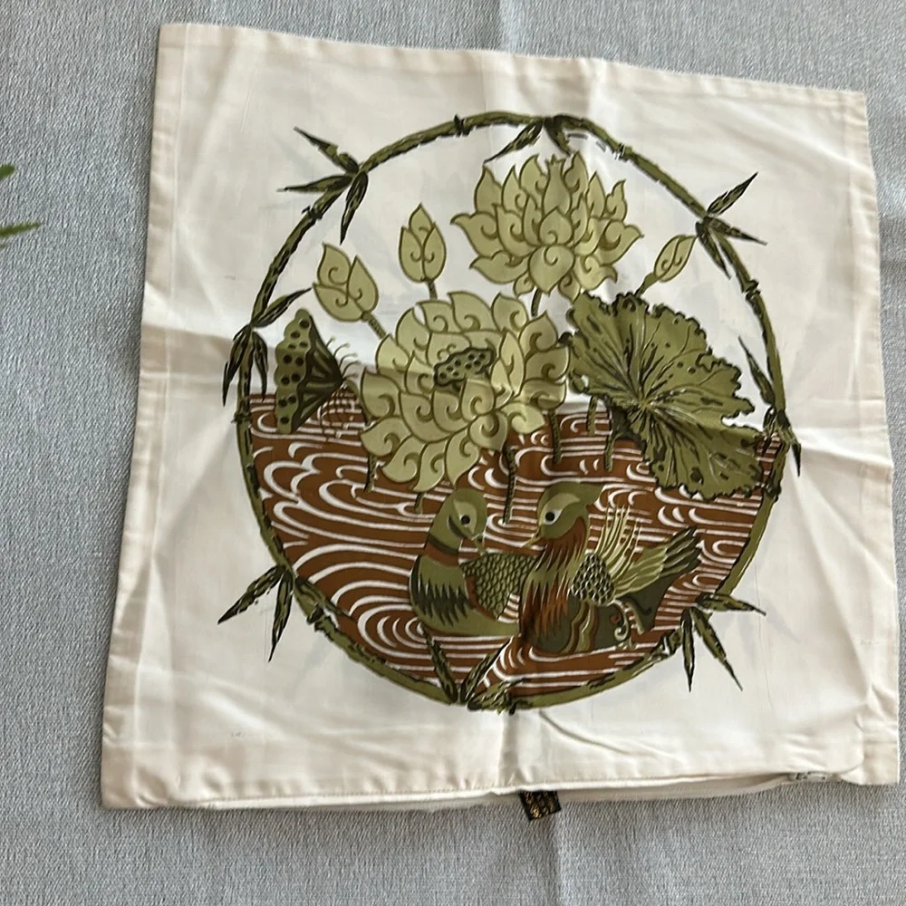 100% Thailand Silk Vintage Decorative Pillowcase cute birds